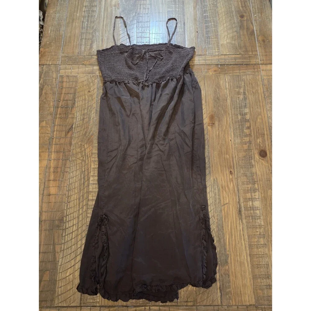 J. Crew Brown Maxi Dress with Smocked Bodice